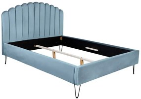 Dizajnová čalúnená posteľ PEARL 140x200 cm, akvamarínová, zamat