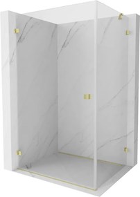 Mexen Lunar-B, výklopný sprchový kút ľavý 80 x 70 cm, 8mm číre sklo, zlatý kartáčovaný - 832-080-070-55-00-L