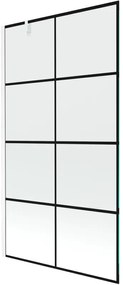 Mexen Next, vaňová zástena 1-krídlová 100 x 150 cm, fixné krídlo, 6 mm číre sklo s čiernym vzorom, biely profil, 895-100-000-00-77-20