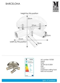 Nástenné svietidlo v striebornej farbe Markslöjd Barcelona Tres