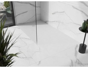 Mexen Stone+, obdĺžniková vanička z minerálneho kompozitu 160 x 100 cm, biela, biela krytka, 44101016-W