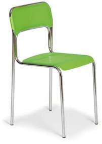 Plastová jedálenská stolička ASKA, zelená - chrómované nohy