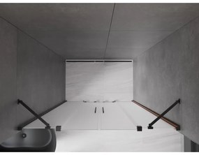 Mexen Velar Duo, posuvné sprchové dvere do otvoru 140 cm, 8mm sklo námraza, čierna matná, 871-140-000-32-70