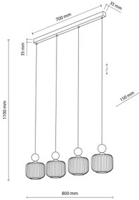 Závesný luster BALLO na lanku 4xE14/10W/230V béžový