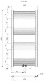 Erga Simple, vykurovacie teleso 1100x500 mm, 437 W, biela, ERG-LAV-SIMP-11050-WH