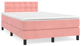 Boxspring posteľ s matracom a LED, ružová 120x190 cm, zamat 3270182