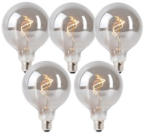 Sada 5 stmievateľných LED žiaroviek E27 dymová G125 4W 130 lm 1900K