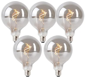 Sada 5 stmievateľných LED žiaroviek E27 dymová G125 4W 130 lm 1900K