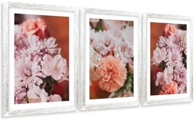 Gario Sada plagátov Kvitnúce jesenné kvety - 3 dielna Farba rámu: Rustikálna, Veľkosť: 99 x 45 cm