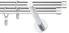 Dekorstudio Chrómová dvojradová garniža LUNA 19mm Dĺžka: 360cm, Typ uchytenia: Držiak dvojitý modern, Typ príslušenstva: Krúžky tiché so štipcami