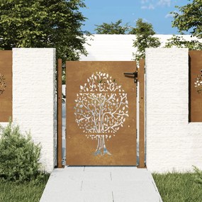 Záhradná brána 105x130 cm kortenová oceľ dizajn stromu 153216