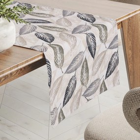 Biante Dekoračný behúň na stôl PML-056 Zeleno-čierne listy na béžovom 45x120 cm