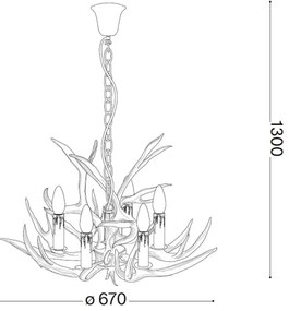 Ideal Lux - Luster na reťazi CHALET 6xE14/40W/230V parožie