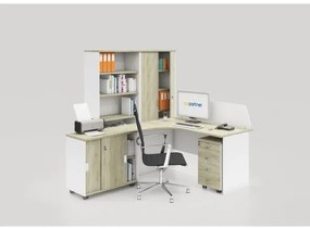 Zostava kancelárskeho nábytku MIRELLI A+, typ C, biela / dub sonoma