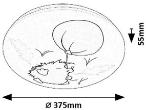 Rabalux 71191 detské stropné LED svietidlo Hedgy - ježko a balón, 24W, IP20, pr. 37,5 cm