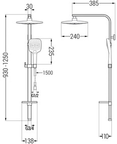 Mexen - Q17 sprchový set s hornou hlavicou Circle, čierna, 798171795-70