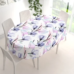 Biante Bavlnený oválny obrus Sandra SA-333 Veľké kvety magnólie a kaly 140x220 cm