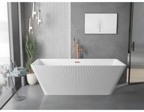 Mexen Tava, voľne stojaca ryhovaná vaňa 170 x 75 cm, biela lesklá, ružové zlato prepad, 52851707500-60