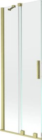 Mexen Velar, 2-krídlová posuvná vaňová zástena 75 x 150 cm, 8mm číre sklo, zlatý matný profil, 896-075-000-01-55