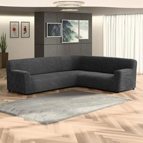 Bielastické poťahy COSTINA antracit rohová sedačka (š. 350 - 530 cm)
