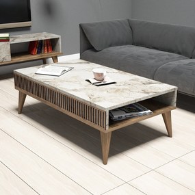 Konferenčný stôl Milan - Walnut, White Marble