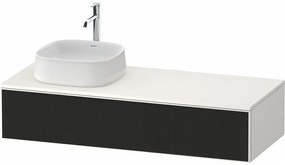 DURAVIT Zencha závesná skrinka pod umývadlo na dosku (umývadlo vľavo), 1 zásuvka, 1300 x 550 x 281 mm, čierna líniová štruktúra/biela super matná, ZE4812L63840000