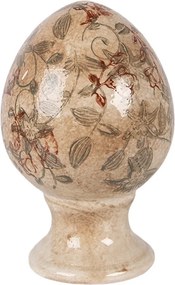 Béžové keramické vajíčkos kvety Margaus S - Ø 9*14 cm