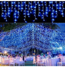 Vianočné svetielka LED záclona FLASH modrá 500 LED