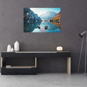 Obraz - Lode na jazere Braies (90x60 cm)