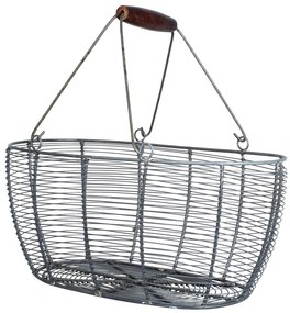 Strömshaga Drôtený košík Oval Zinc Medium
