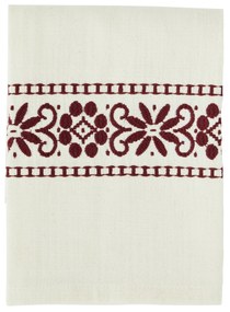 MADAM STOLTZ Bavlnená utierka s výšivkou Off White/Red