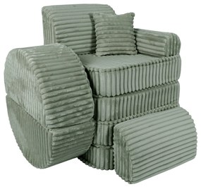MeowBaby® Churros detská pohovka Max, Olive Sage Green