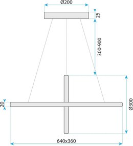 Toolight Toolight, LED závesné svietidlo 64x36 cm, 60W, G034-CP, zlatá lesklá, OSW-06301