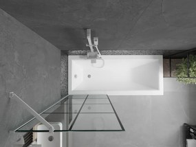 Mexen Next, vaňová zástena 1-krídlová 70 x 150 cm, fixné krídlo, 6 mm číre sklo s čiernym vzorom, biely profil, 895-070-000-00-77-20
