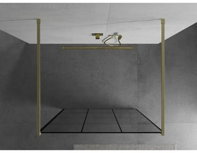 Mexen Kioto, sprchová zástena Walk-In 120 x 200 cm, 8mm sklo čierny vzor, zlatý matný profil, 800-120-002-55-77