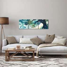 Obraz – Zelená koruna stromu života (s hodinami) (90x30 cm)