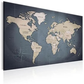 Obraz - World Map: Shades of Grey Veľkosť: 30x20, Verzia: Na talianskom plátne