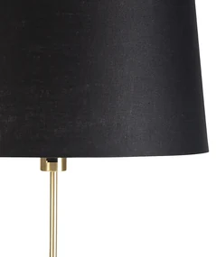 Stojaca lampa zlatá/mosadzná s čiernym ľanovým tienidlom 45 cm - Parte