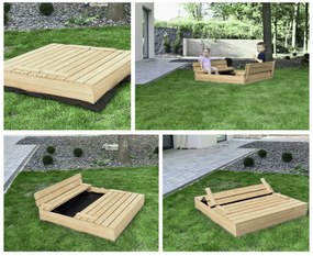 SandTropic Pieskovisko drevene 120x120 cm uzatvárateľné