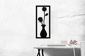 Drevený obraz ruže - Čierna