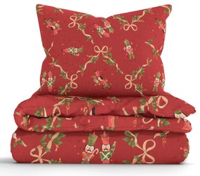 Vianočné predĺžené bavlnené obliečky Renforcé – Luskáčik červené