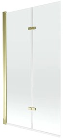 Mexen Castor, vaňová zástena 2-krídlová 100 x 150 cm, otočné krídlo, 6 mm číre sklo, zlatý profil, 892-100-002-50-00