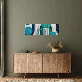 Obraz - Čiary a kruhové tvary (s hodinami) (90x30 cm)