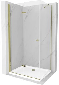 Mexen Lima sprchová kabína, skladacie dvere 70 x 80 cm, transparentnéné, zlatá + závesný bidet Flat - 856-070-080-50-00-4010