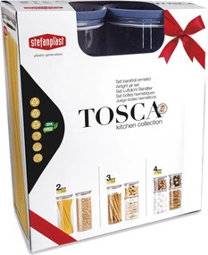 STEFANPLAST Sada 3 okrúhlych nádob Tosca, priehľadné/modré