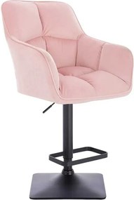 LuxuryForm DESIGN Barová stolička AMALFI VELUR na čiernej hranatej podstave - ružová