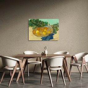 Sklenený obraz - Vincent van Gogh, Still Life of  Oranges and Lemons with  Blue Gloves, reprodukcia (70x50 cm)