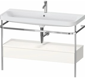 DURAVIT Happy D.2 Plus c-shaped kovový stojací podstavec s nábytkovým umývadlom s otvorom, 1 zásuvka, 1175 x 490 x 850 mm, chróm/biela vysoký lesk, HP4844O22220000