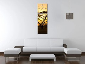 Gario Obraz s hodinami Akácia v Serengeti - 3 dielny Rozmery: 90 x 30 cm