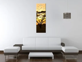 Gario Obraz s hodinami Akácia v Serengeti - 3 dielny Rozmery: 90 x 70 cm